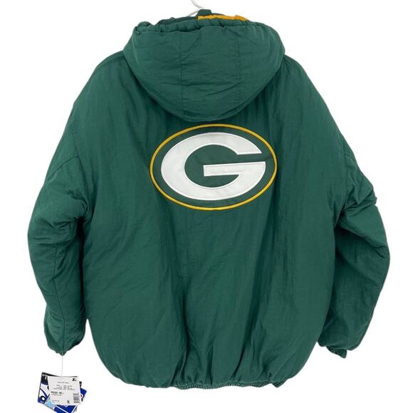 NEW Green Bay Packers NFL Starter Jacket Coat Green Yellow Hooded Pockets Men M - Picture 11 of 11